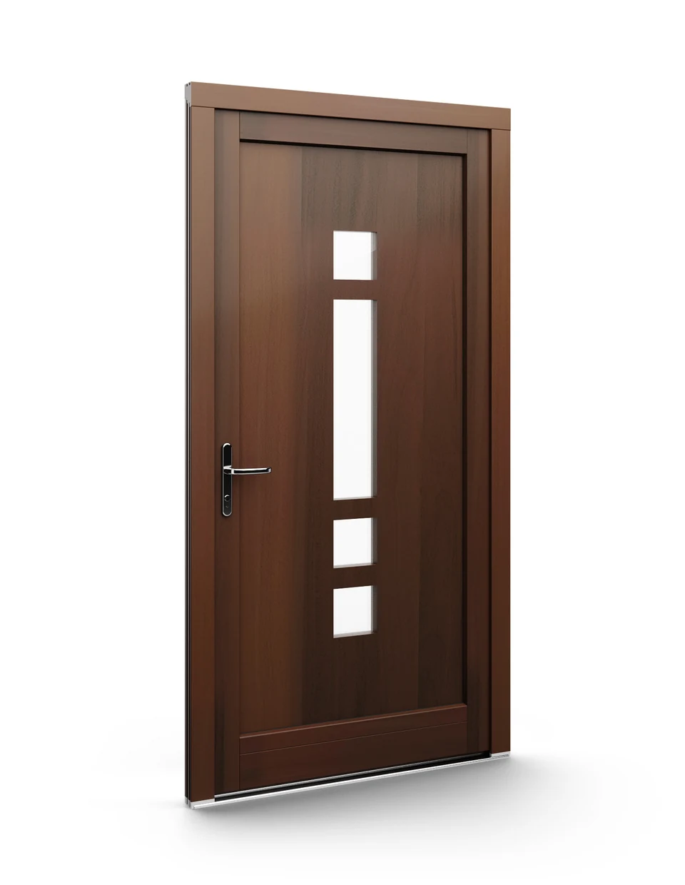 Eko-Okna WoodLine 01 houten buitendeur met vier verticale glasopeningen